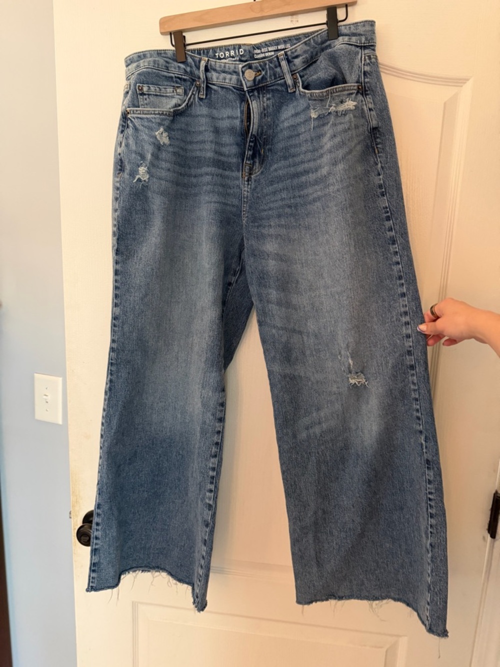 torrid Light Blue High-Rise Wide Leg Distressed Jeans